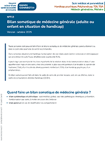 Bilan somatique de médecine générale (adulte ouenfant en situation de handicap)